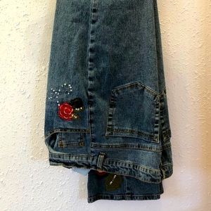 Embellished denim jeans